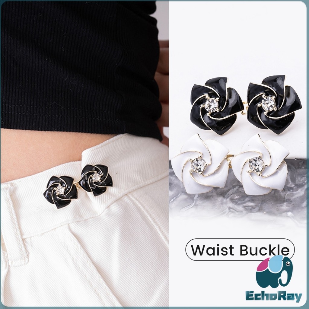 E.R ดอกไม้ ตะขอปรับเอวกางเกง  หัวเข็มขัดปรับขนาดกางเกง ขนาดเล็กเครื่องประดับแฟชั่น 1 ชิ้น Waist buckle - รูปที่ 2