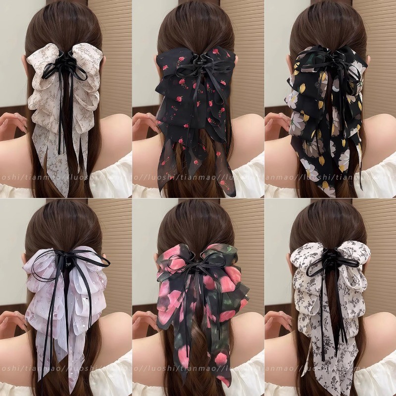กิ๊บติดผมลําแสงโบว์ยาวสำหรับผู้หญิง เครื่องประดับผมสไตล์เกาหลี