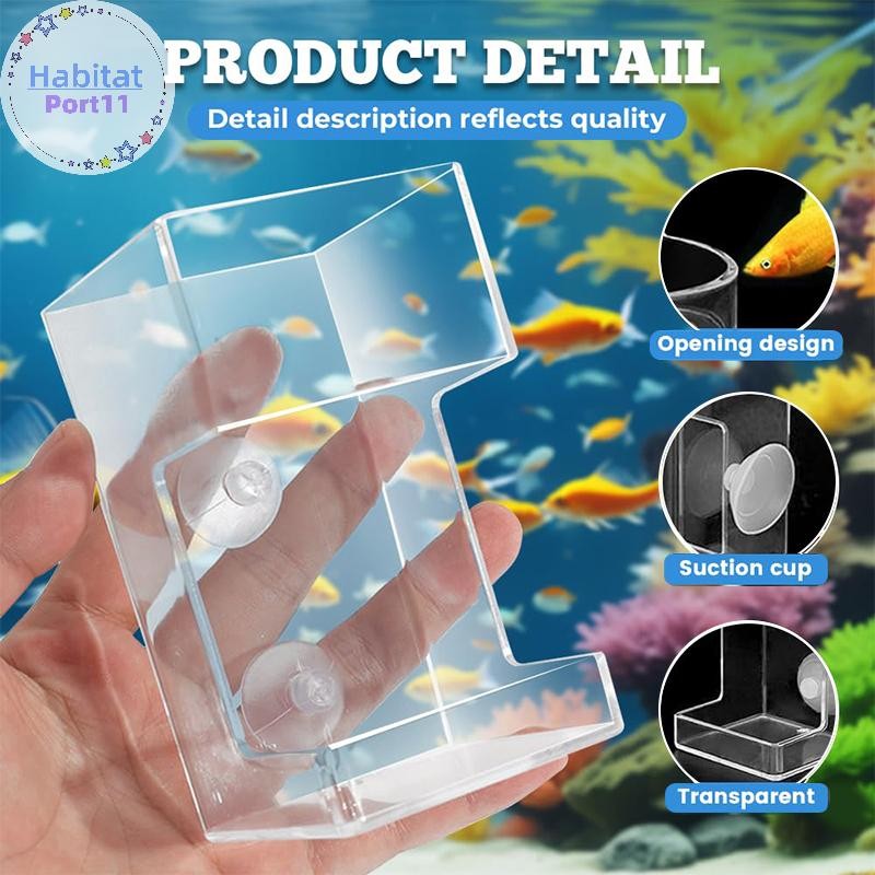 HabitatPort Fish Feeder สําหรับ Aquarium 2025 ใหม่ถังปลาจานถาดดูดถ้วยอะคริลิคปลา Feeding Tube อาหารปลาผู้ถือ th