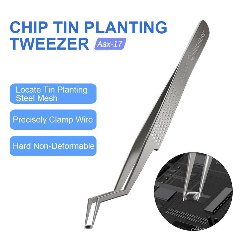 MECHANIC Aax-17 Stainless Steel Tweezers for Chip Tin Planting Anti-Corrosion High Hardness Jump Wir