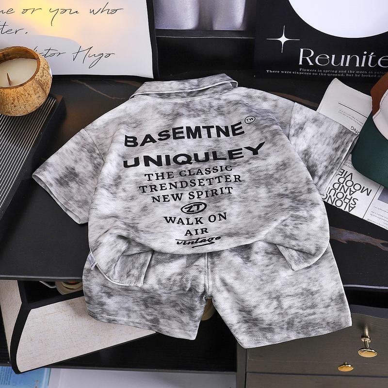 MooDeng Baby ชุดเสื้อโปโลเด็ก เสื้อแขนสั้น และกางเกงขาสั้น สไตล์เกาหลี ใหม่ เด็กชาย ฤดูร้อน - 5