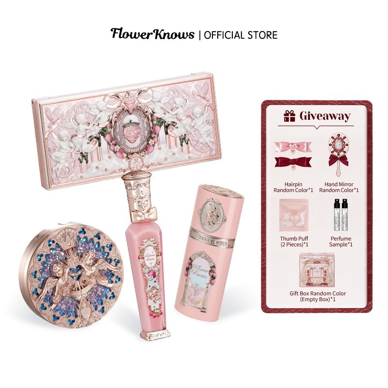 Flower Knows Makeup Set Lip Cream Powder Blusher High Gloss Facial Comprehensive Plate Set Gifts For