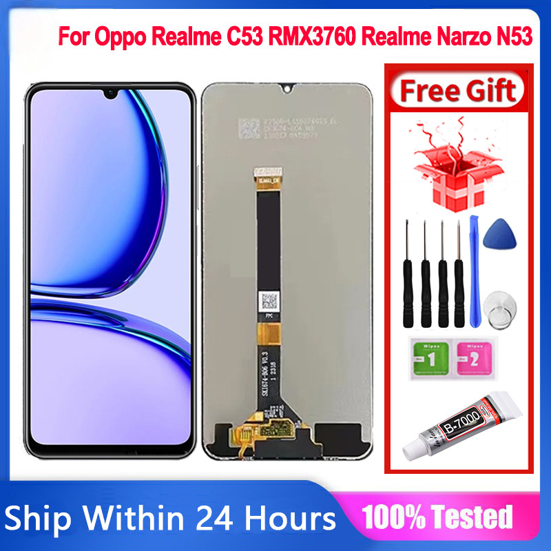 6.74 สําหรับOppo Realme C53/Realmeหมายเหตุ 50/Realme Narzo N53 RMX3761 จอแสดงผลLCD Touch Screen Asse