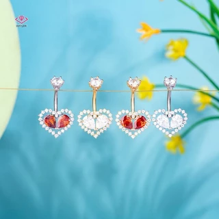 HWETR Simple Heart Belly ปุ่มแหวนเงา Zircon Navel เจาะ Barbell สําหรับผู้หญิงแฟชั่น Belly แหวน Beach Body เครื่องประดับของขวัญใหม่