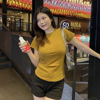 เสื้อยืดรัดรูป คอกลมแขนสั้น ผ้ายืดยูนิ สาวอวบใส่ได้ เก็บทรงหุ่นดีมาก พรางหุ่น เสื้อเบบี้ที เบสิคลุค พร้อมส่งทุกสี รุ่น