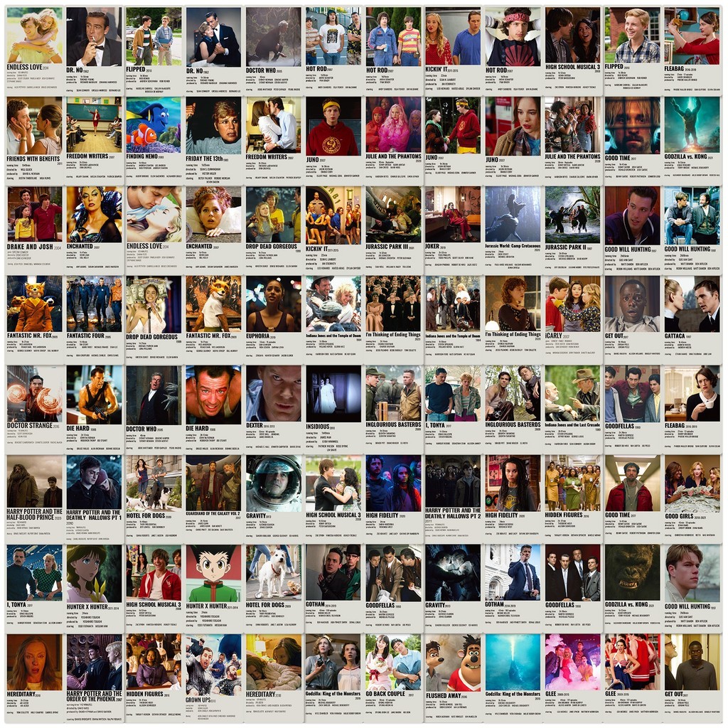 Bulk 100-PC Classic TV & Movie Poster Stickers - EN71 Certified Waterproof Vinyl for Notebooks & Hom