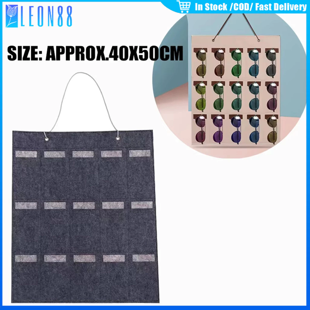 ของมาใหม่！กระเป๋าแขวนจัดเก็บแว่นตา 15ช่อง พร้อมเชือกแขวน สําหรับแขวนโชว์แว่นตา