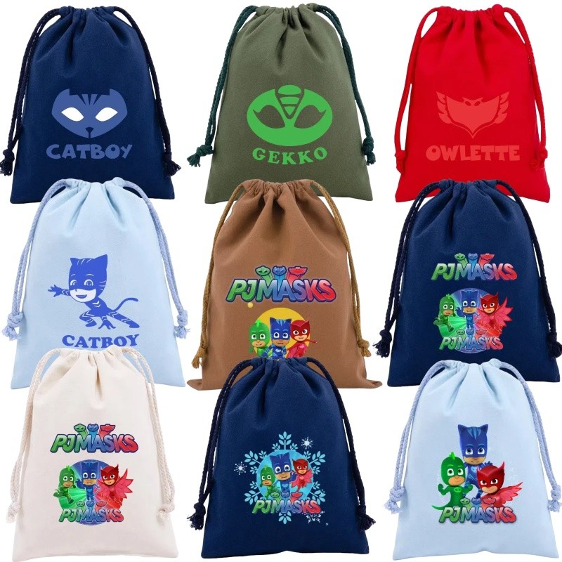 PJ Masks กระเป๋าหูรูด กระเป๋าเก็บของการ์ตูน ถุงของขวัญ กระเป๋าผ้าตุ๊กตา