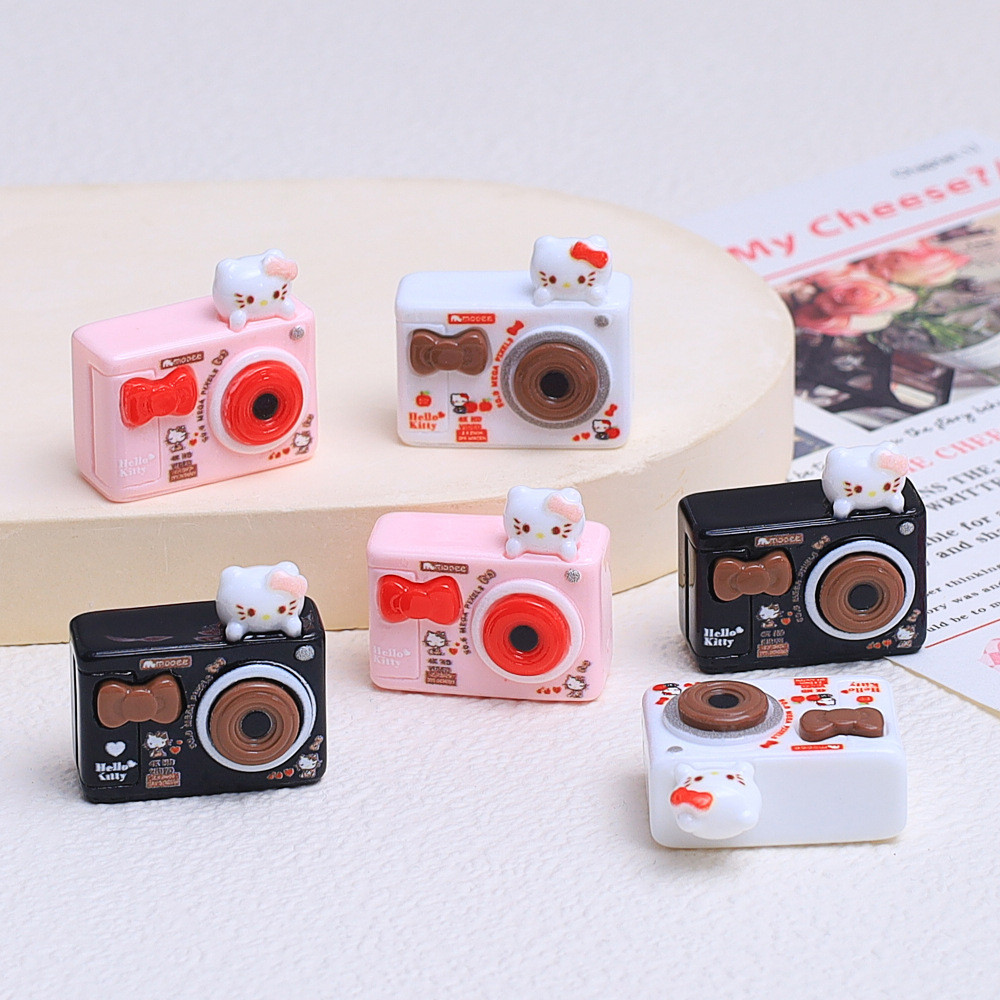 เสน่ห์เรซินกล้อง KT แมวน่ารัก 6 ชิ้นสําหรับ DIY (5-40)
