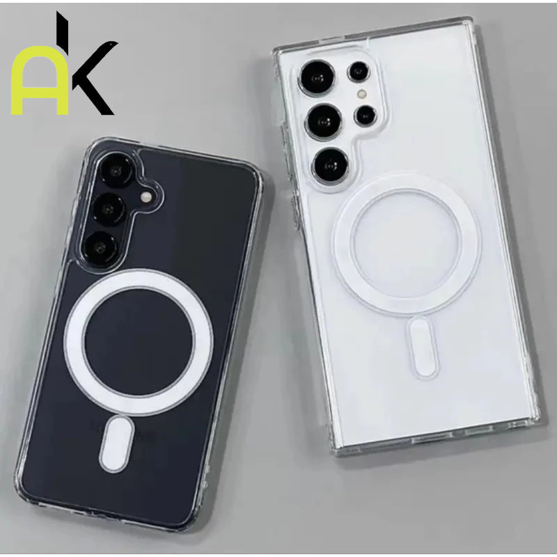 AK เคสแม่เหล็กใส สำหรับ Samsung A17/ A07 / A56 / A16 / A35/ A55 /S22 S23 S24 S25 S26 Ultra TPU Wireless Charging Case