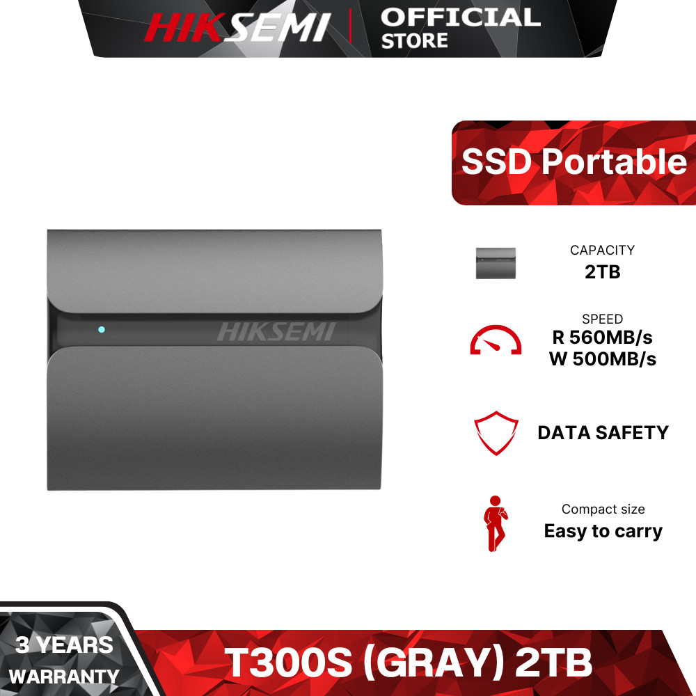 HIKSEMI PORTABLE SHIELD SSD T300S 2TB TERRE EXTERNAL STORAGE WARRANTY 3 YEARS