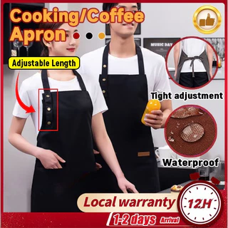 ผ้ากันเปื้อนยาว กันน้ำ ผ้าใบหนา มีช่องกระเป๋า ปรับสายได้ ผ้ากันเปื้อนร้านกาแฟ ทำอาหาร ครัว งานช่าง