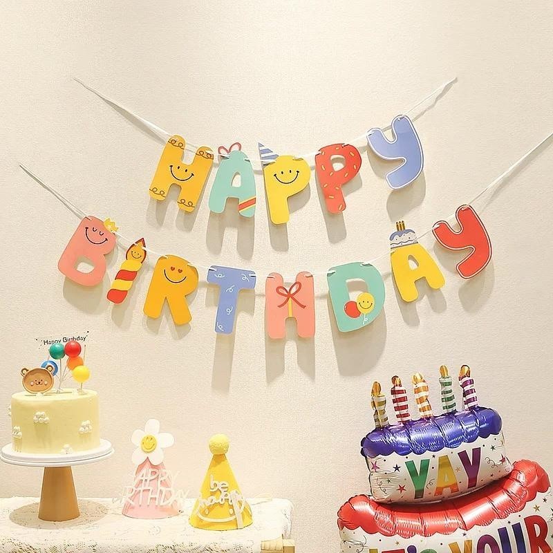 ส่งสินค้าทุกวัน ธงแบนเนอร์Happy birthday ป้ายแบนเนอร์วันเกิด มีหลายแบบ ป้ายกระดาษ HAPPY BIRTHDAY ธงราว แบนเนอร์