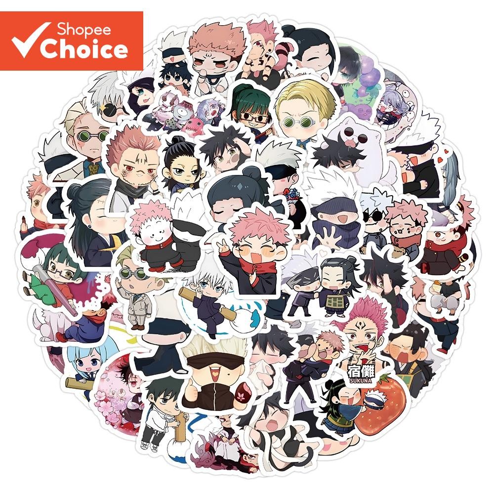 การ์ตูนน่ารัก Q-version 100PCS อะนิเมะ Jujutsu Kaisen Satoru Gojo Graffiti สติกเกอร์สําหรับหมวกนิรภัยจักรยานบัญชีมือดินสอ Decals แล็ปท็อปสติกเกอร์