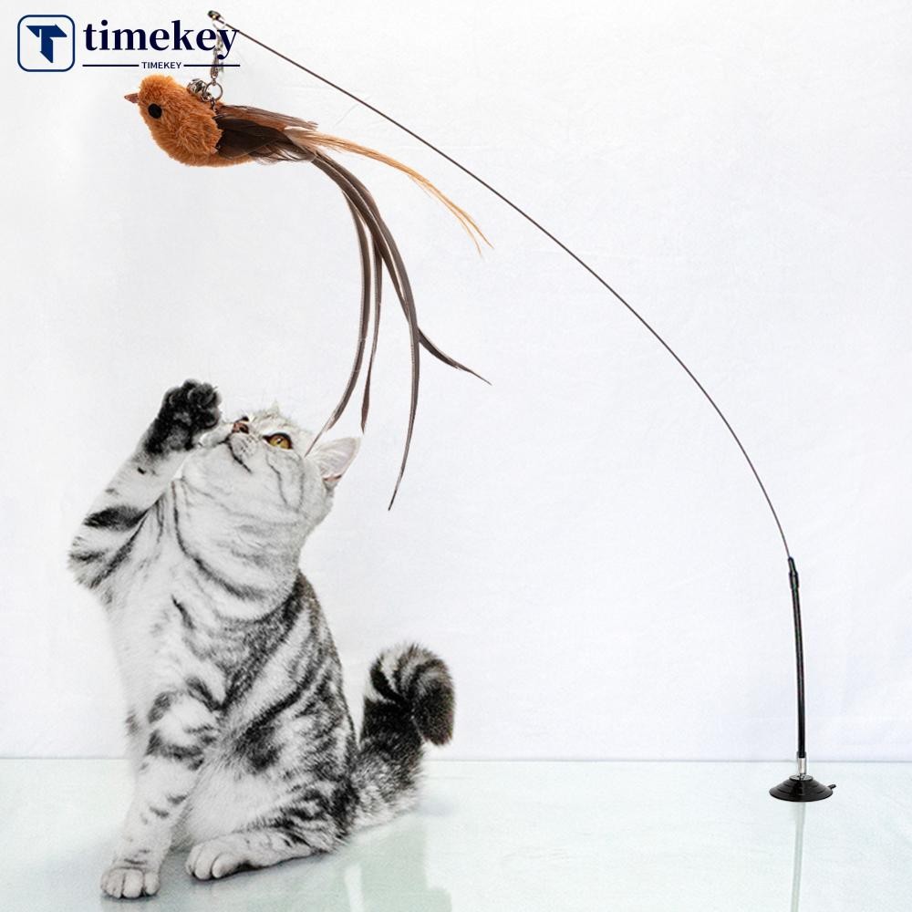 TME แมวแมวจําลองนกของเล่นแบบโต้ตอบตลก Feather Bird พร้อม Bell Cat Stick ของเล่นสําหรับลูกแมวเล่น Teaser Wand ของเล่นแมวอุปกรณ์