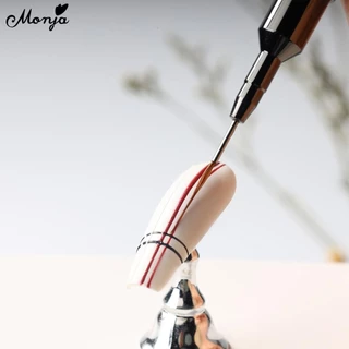 Monja 5ชิ้น/เซ็ตเล็บซับแปรงยูวีเจลโปแลนด์วาดจิตรกรรมปากกาฝรั่งเศสบางยาวลายตารางเส้นแปรงดอกไม้