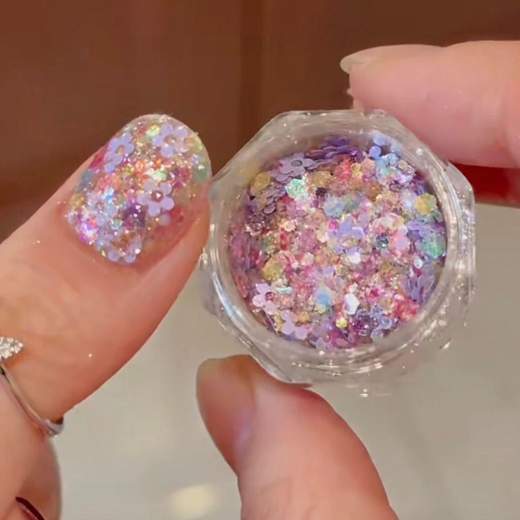 อุปกรณ์ทําเล็บ Provence Manor Glitter Sequins Little Red Book ดอกไม้เล็บเลื่อมนักเรียนสวมใส่เล็บวัสดุ