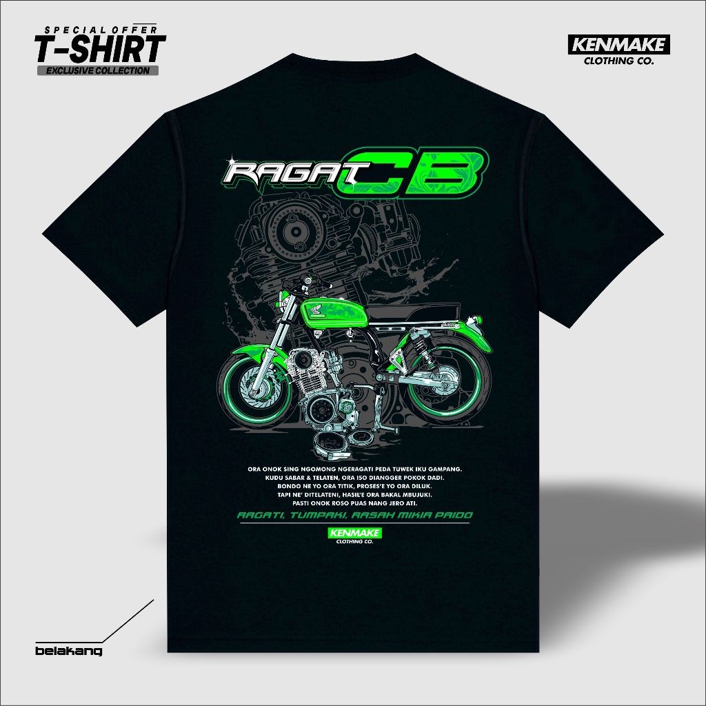 เสื้อยืด CB Kenmake เสื้อยืด CB Ragat สําหรับผู้ชายและผู้หญิง รุ่นสีดํา