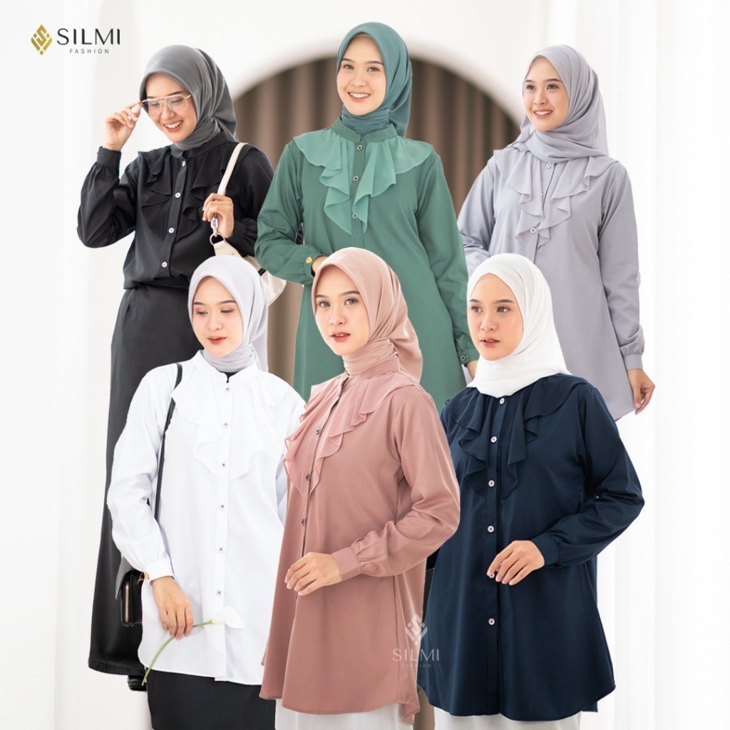 Silmi Tunic ทํางานมุสลิมเสื้อผู้หญิงผู้ใหญ่โมเดิร์นเกาหลีดู Silmi เสื้อ Rika