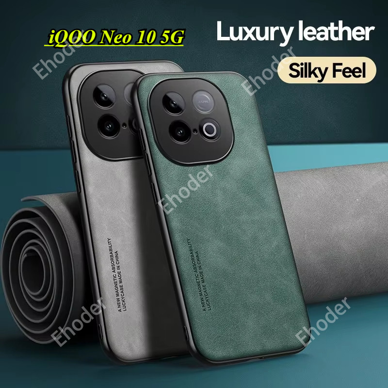 ปลอกสําหรับ iQOO Neo 10 5G 2025 เคสโทรศัพท์สําหรับผู้ถือรถแม่เหล็กหรูหราปลอกหนังสําหรับ iQOONeo10 Ne