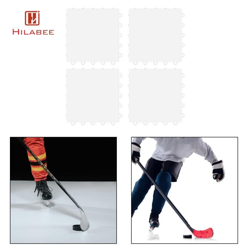 HILABEE 4 ชิ้น ICE Hockey การฝึกอบรม Board กระเบื้องน้ําแข็ง ICE Hockey อุปกรณ์การฝึกอบรม Pucks