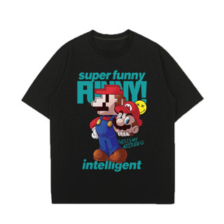 (ผ้าฝ้าย 100%)Luvoro oversize unisex เนื้อผ้านุ่มระบายแขนสั้…