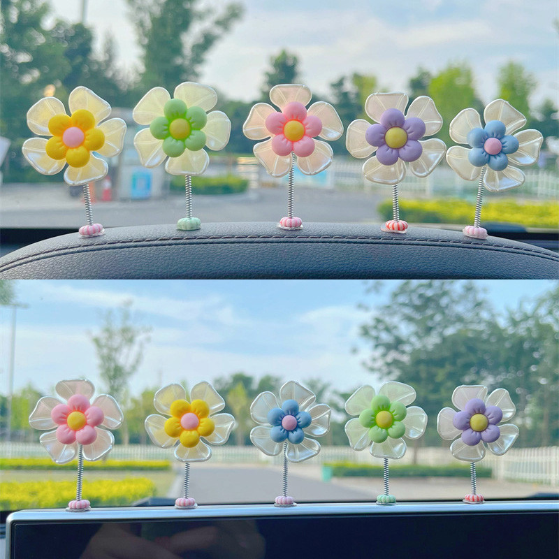 5 ชิ้น/เซ็ตตกแต่งรถ Garnish รถเขย่าหัวดอกไม้ตกแต่งน่ารัก Chrysanthemums Sun ดอกไม้รถตกแต่งภายใน Accessorie