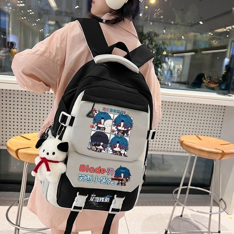 Honkai Star Rail การ์ตูนอะนิเมะกระเป๋าเป้สะพายหลังสําหรับชายหญิงนักเรียนมัธยมต้นและมัธยมปลายความจุขน