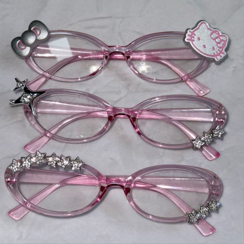 แว่นตา Ya Culture Hello Kitty แบบโบว์ กรอบสีชมพู ทรงรี
