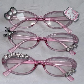 แว่นตา Ya Culture Hello Kitty แบบโบว์ กรอบสีชมพู ทรงรี