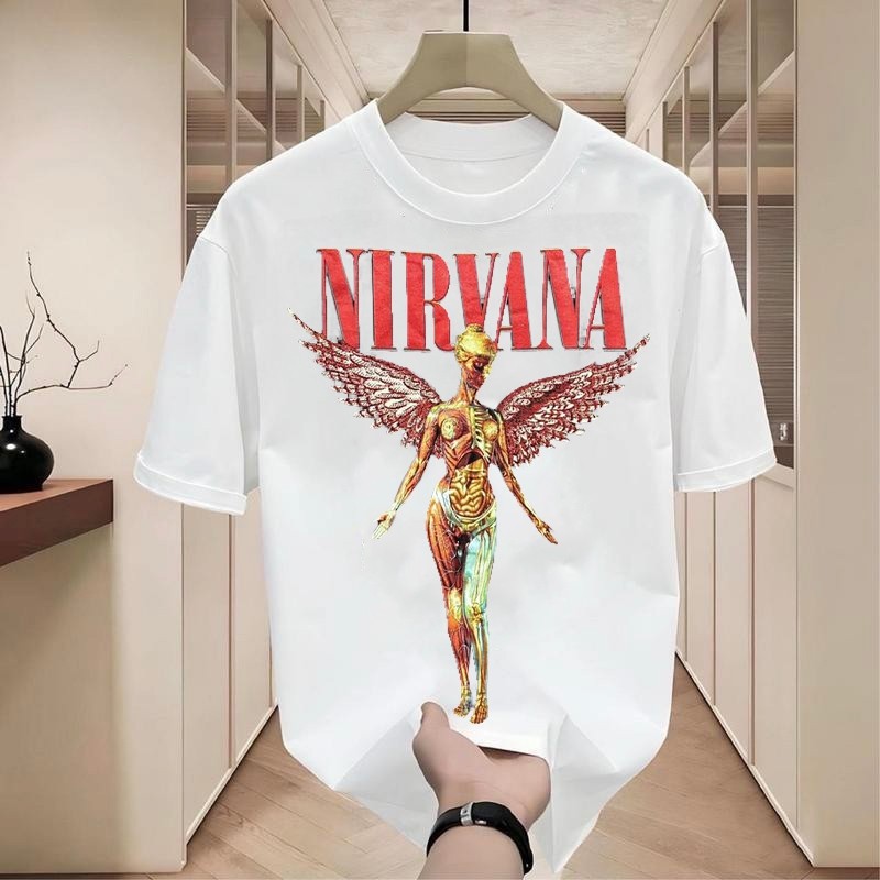 (จัดส่งตลอด 24 ชั่วโมง) สกรีนลายสตรีทเท่ๆ เสื้อยืดแฟชั่นเมกาสุดฮิต เสื้อวงวินเทจ nirvana โอเวอร์ไซส์วินเทจฮิตๆ