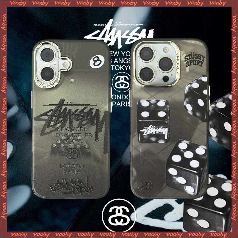 STUSSSY ลูกเต๋าบิลเลียดป้าย Electroplated กรอบรูป Hard Shell เคสโทรศัพท์เหมาะสําหรับ IPhone17 17AIR 