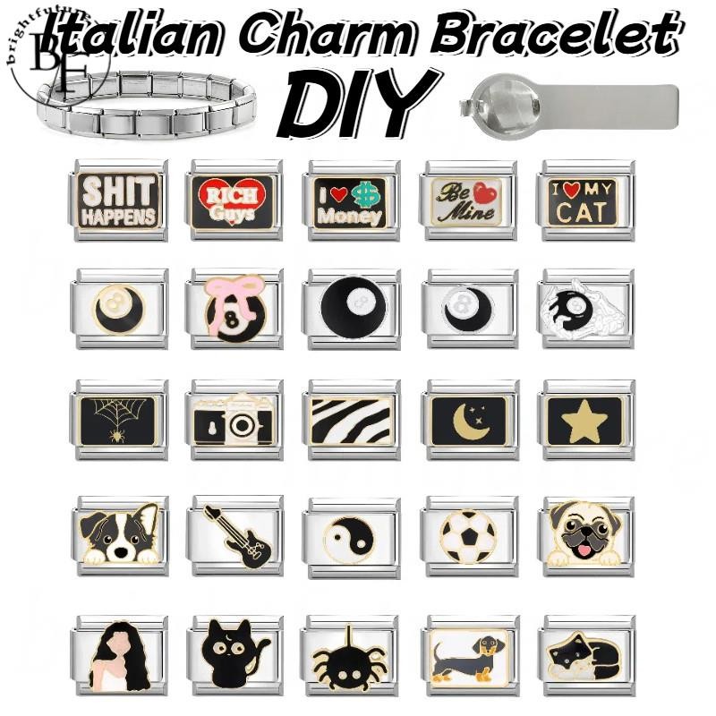 Tai Chi หมายเลข 8 Ball สร้อยข้อมือ Charm อิตาเลี่ยน Fit 9 มม.สร้อยข้อมือสแตนเลส DIY เครื่องประดับทําอุปกรณ์เสริม Retro บุคลิกภาพโมดูลสร้อยข้อมืออุปกรณ์เสริม