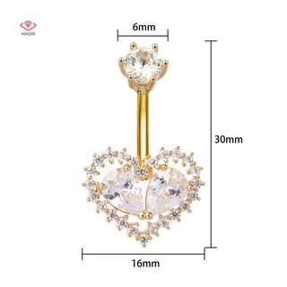 HWETR Simple Heart Belly ปุ่มแหวนเงา Zircon Navel เจาะ Barbell สําหรับผู้หญิงแฟชั่น Belly แหวน Beach Body เครื่องประดับของขวัญใหม่