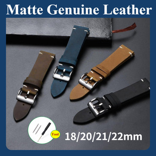 Matte หนังวัวแท้สายนาฬิกา 18 มม.20 มม.21 มม.22 มม.เปลี่ยนสีขี้ผึ้ง Patina Universal สายนาฬิกา Repalcement Retro Vintage คลาสสิกผู้ชายผู้หญิงคลาสสิกธุรกิจของขวัญ