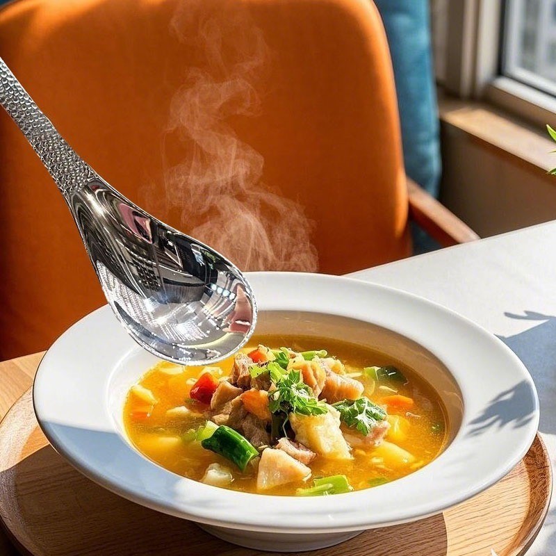 304 สแตนเลสอเนกประสงค์ย้อนยุคช้อนตอกจับกันลื่นใช้ได้กับผลไม้อุปกรณ์ครัวในอุดมคติพร้อมการตอบสนองรับประกันสําหรับการตักง่าย - รูปที่ 2