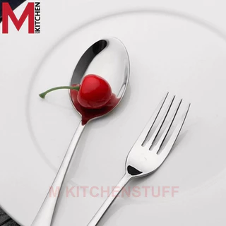 M KITCHEN ช้อนส้อม สแตนเลส อย่างหนา ไซส์ใหญ่ มีน้ําหนัก ขนาด 21 ซม (A8)