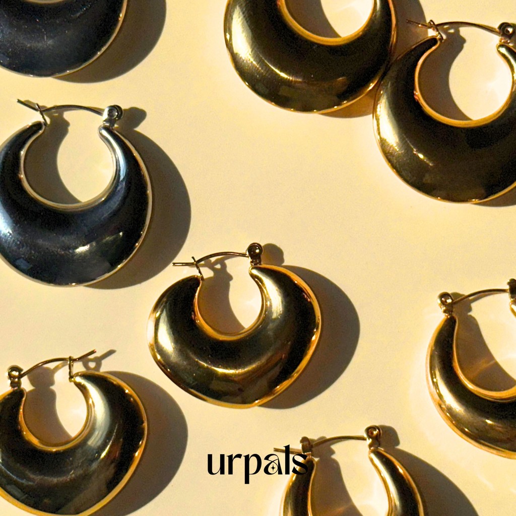 URPALS ต่างหูห่วง ต่างหูสายฝอ Stainless ชุบ 18K ทนน้ำ ทนเหงื่อได้ดี