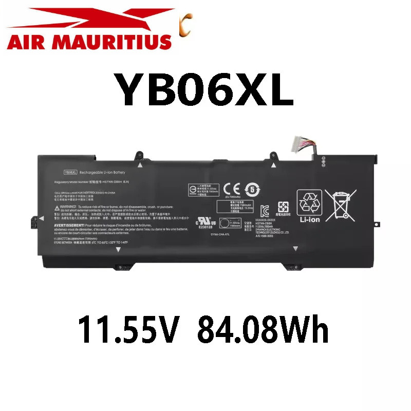 แบตเตอรี่แล็ปท็อป  YB06XL 11.55V 84.08Wh สำหรับ HP Spectre X360 15-CH 15-CH00TX HSTNN-DB8V 15-BL000 
