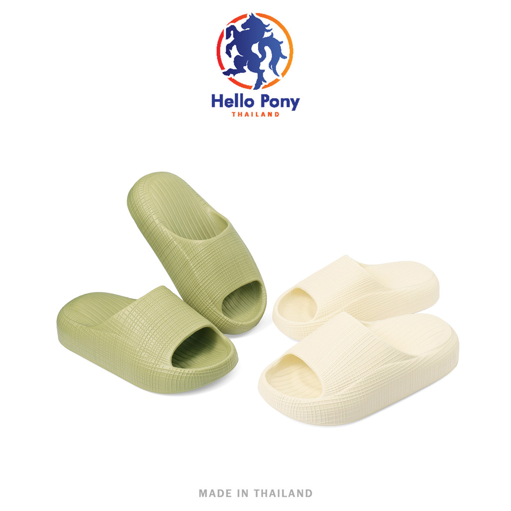 Hello Pony รองเท้าแตะแบบสวม รองเท้าอุ้งเท้าแมว รุ่นMHM4013 EVA พื้นหนานุ่ม ลายตาราง ผู้ชายและผู้หญิง