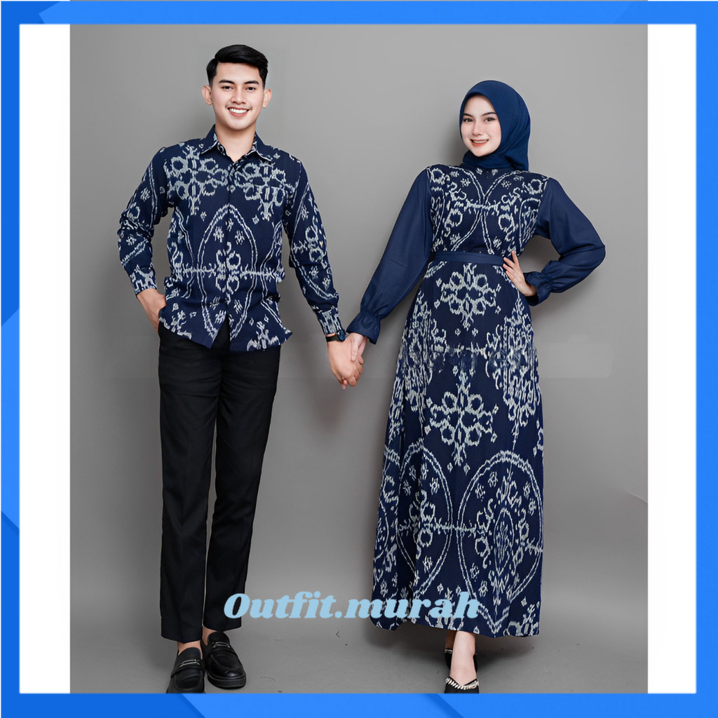 BELVIA NAVY COUPLE WOVEN CLOTHES - COUPLE WOVEN CLOTHES - MODERN COUPLE WOVEN OUTFIT