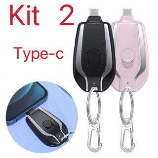 KIT 2 Carregador De Chaveiro Portátil 1500mAh Mini Bateria Ultracompacto De Carregamento Rápido