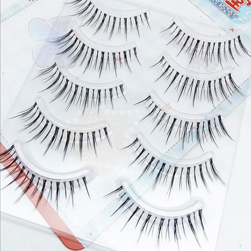 NewFK26 5 คู่ขนตาปลอม Cross Transparent Strip ยาวมังงะธรรมชาติ Big Eyes Lash Extension - รูปที่ 3