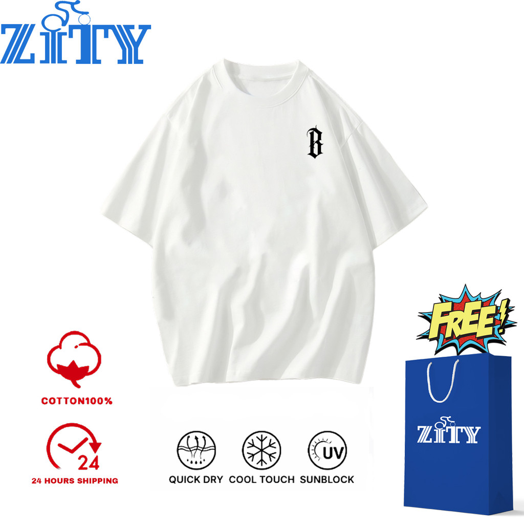 ​🚀ZITY💎 คอกลม ทรงหลวม ระบายอากาศ Cotton 100% OVERSIZE ZITY T Shirt light luxury เสื้อยืดแบรนด์สตรีท แฟชั่นสตรีท ขายดี​