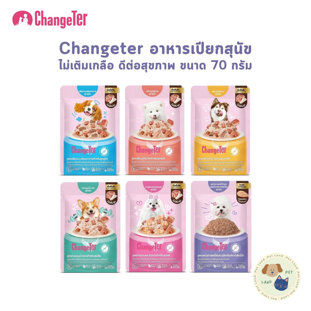 Changeter Marble Beef อาหารเปียกสุนัข ไม่ทำร้ายไต ไม่เติมเกลือ เพื่อสุขภาพ ขนาด 70 กรัม