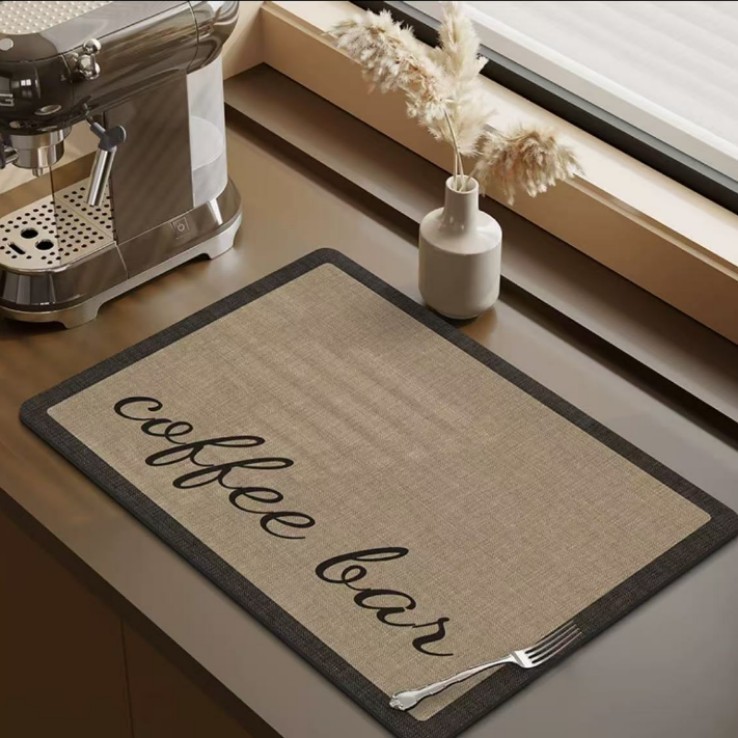 Simple Coffee Machine Mat Kitchen Counter Drain Mat Anti-Slip Absorbent Mat Bar Sink Mat จาน Mat