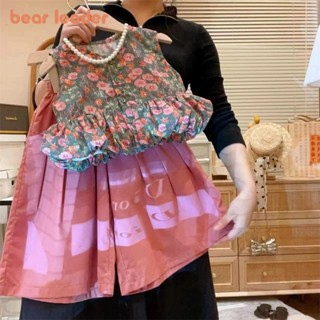 หมีผู้นําฤดูร้อนใหม่สาวหวานชุดเกาหลีรุ่นดอกไม้พิมพ์แขนกุดจีบ…