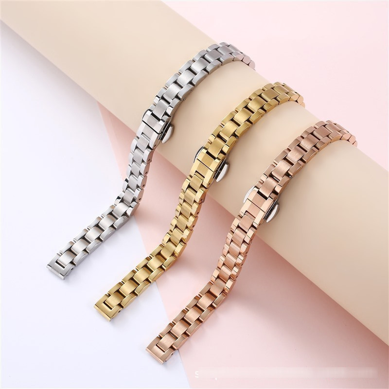 10/12/14/16/18/20/22 มม.สายนาฬิกาสแตนเลส - 3-Link Butterfly Clasp สายโลหะสําหรับนาฬิกา Series 1-9/SE/Ultra | ทนทาน SEA สายยอดนิยม