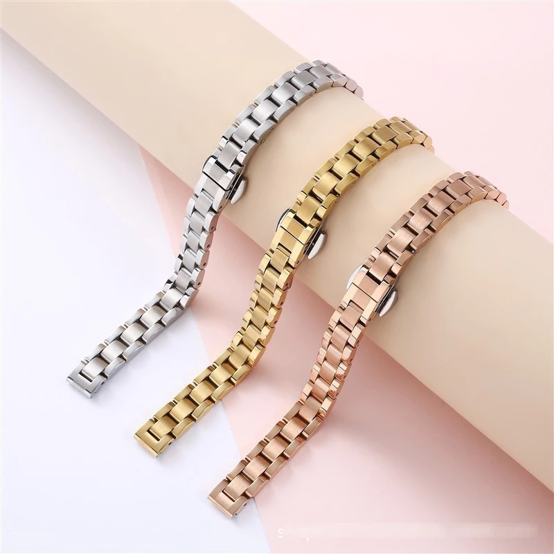 10/12/14/16/18/20/22 มม.สายนาฬิกาสแตนเลส - 3-Link Butterfly Clasp สายโลหะสําหรับนาฬิกา Series 1-9/SE/Ultra | ทนทาน SEA สายยอดนิยม