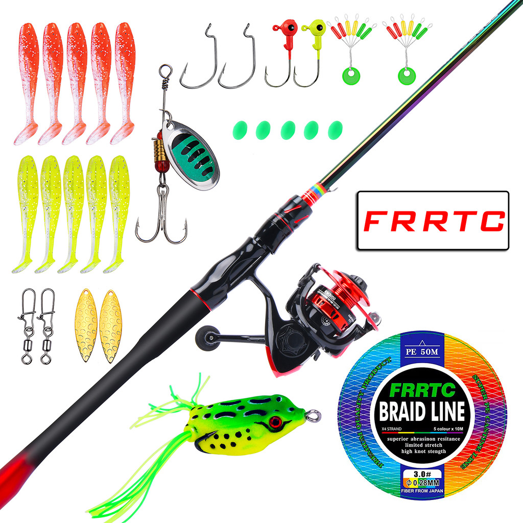 FRRTC Fishing Combo 2 ส่วน Spinning Rod และ Metal Spool Reel สําหรับชุดตกปลาน้ําจืด